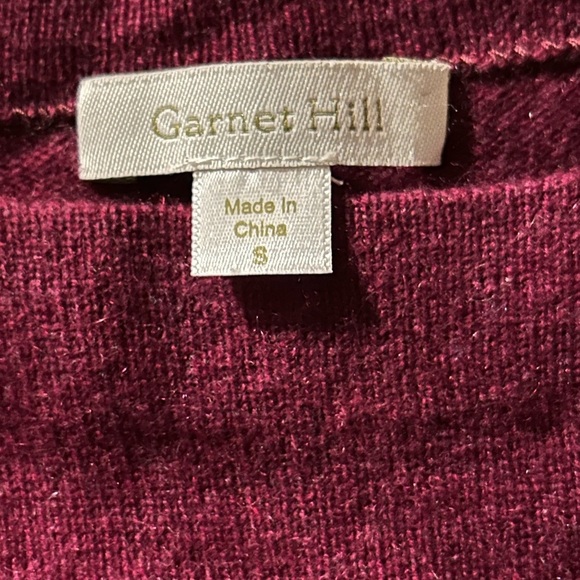 Garnet Hill Knitted 100% Cashmere Woven 100% Silk Sweater Burgundy Size Small - Picture 5 of 9